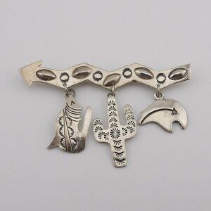 Vintage Ella Peter Navajo Sterling Silver Brooch